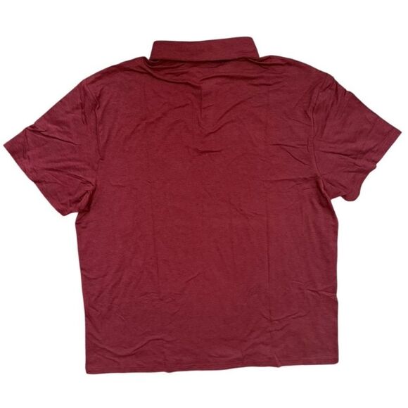 Classic Burgundy Polo Shirt with Textured Fabric and Short Sleeves Members Mark - Picture 2 of 7